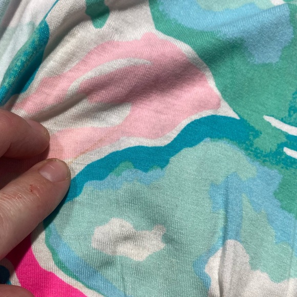 Lilly Pulitzer Hot Pink &Blue Print Chine Rayon 3/4 Sleeve Pleated Front Dress S - Picture 16 of 16